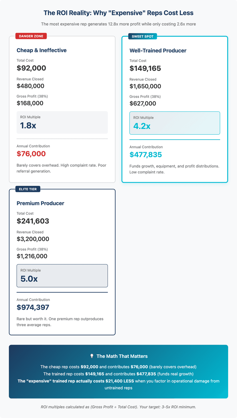 roofing sales rep total cost of employment calculator
